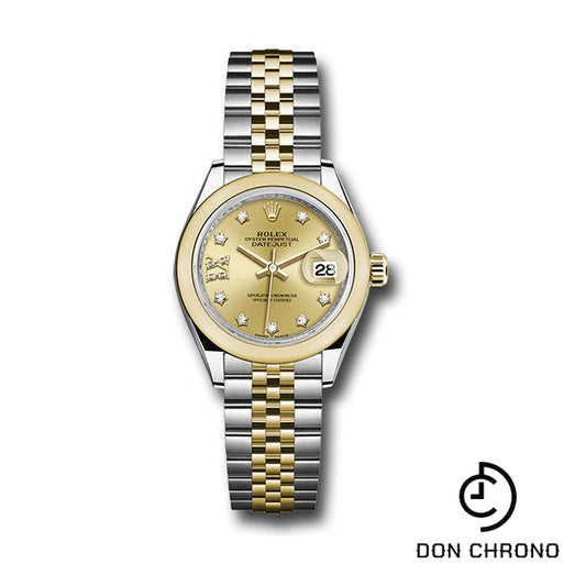 Rolex Steel and Yellow Gold Rolesor Lady-Datejust 28 Watch - Domed Bezel - Champagne Diamond Star Dial - Jubilee Bracelet - 279163 ch9dix8dj