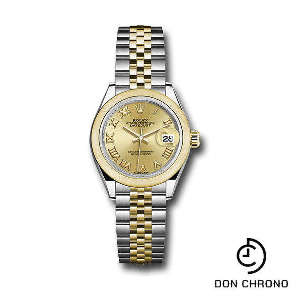 Rolex Steel and Yellow Gold Rolesor Lady-Datejust 28 Watch - Domed Bezel - Champagne Roman Dial - Jubilee Bracelet - 279163 chrj