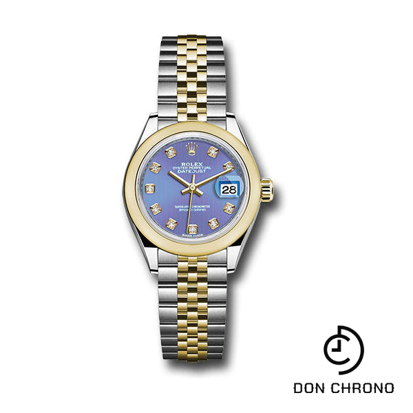 Rolex Steel and Yellow Gold Rolesor Lady-Datejust 28 Watch - Domed Bezel - Lavender Diamond Dial - Jubilee Bracelet - 279163 ldj