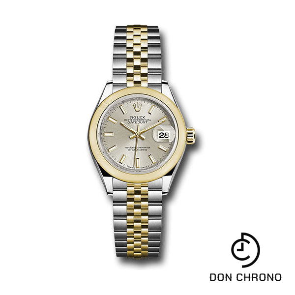 Rolex Steel and Yellow Gold Rolesor Lady-Datejust 28 Watch - Domed Bezel - Silver Index Dial - Jubilee Bracelet - 279163 sij