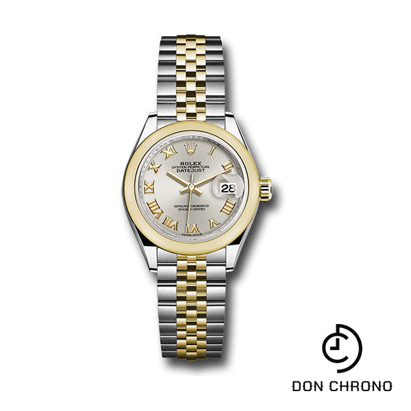 Rolex Steel and Yellow Gold Rolesor Lady-Datejust 28 Watch - Domed Bezel - Silver Roman Dial - Jubilee Bracelet - 279163 srj