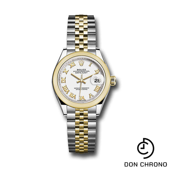 Rolex Steel and Yellow Gold Rolesor Lady-Datejust 28 Watch - Domed Bezel - White Roman Dial - Jubilee Bracelet - 279163 wrj