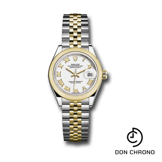 Rolex Steel and Yellow Gold Rolesor Lady-Datejust 28 Watch - Domed Bezel - White Roman Dial - Jubilee Bracelet - 279163 wrj