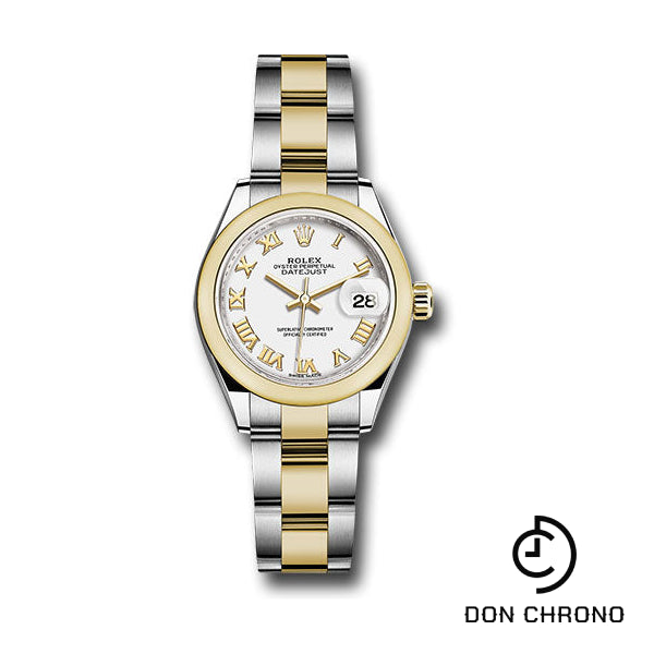 Rolex Steel and Yellow Gold Rolesor Lady-Datejust 28 Watch - Domed Bezel - White Roman Dial - Oyster Bracelet - 279163 wro