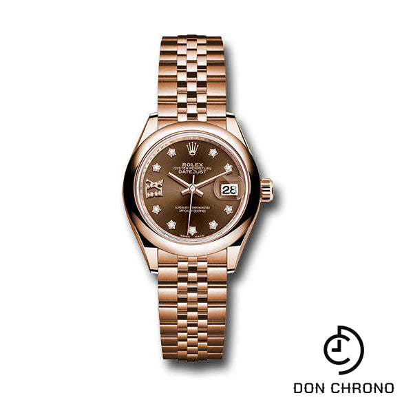 Rolex Everose Gold Lady-Datejust 28 Watch - Domed Bezel - Chocolate Diamond Star Dial - Jubilee Bracelet - 279165 cho9dix8dj