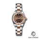 Rolex Steel and Everose Gold Rolesor Lady-Datejust 28 Watch - Fluted Bezel - Chocolate Roman Dial - Oyster Bracelet - 279171 choro