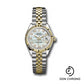 Rolex Steel and Yellow Gold Rolesor Lady-Datejust 28 Watch - Fluted Bezel - White Mother-Of-Pearl Diamond Dial - Jubilee Bracelet - 279173 mdj