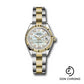 Rolex Steel and Yellow Gold Rolesor Lady-Datejust 28 Watch - Fluted Bezel - White Mother-Of-Pearl Diamond Dial - Oyster Bracelet - 279173 mdo