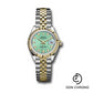 Rolex Steel and Yellow Gold Rolesor Lady-Datejust 28 Watch - Fluted Bezel - Mint Green Diamond Dial - Jubilee Bracelet - 279173 mgdj