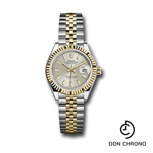 Rolex Steel and Yellow Gold Rolesor Lady-Datejust 28 Watch - Fluted Bezel - Silver Index Dial - Jubilee Bracelet - 279173 sij