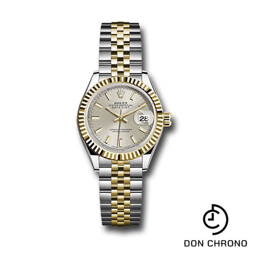 Rolex Steel and Yellow Gold Rolesor Lady-Datejust 28 Watch - Fluted Bezel - Silver Index Dial - Jubilee Bracelet - 279173 sij