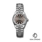 Rolex Steel and White Gold Rolesor Lady-Datejust 28 Watch - Fluted Bezel - Dark Grey Diamond Dial - Jubilee Bracelet - 279174 dgdj