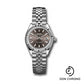 Rolex Steel and White Gold Rolesor Lady-Datejust 28 Watch - Fluted Bezel - Dark Grey Index Dial - Jubilee Bracelet - 279174 dgij