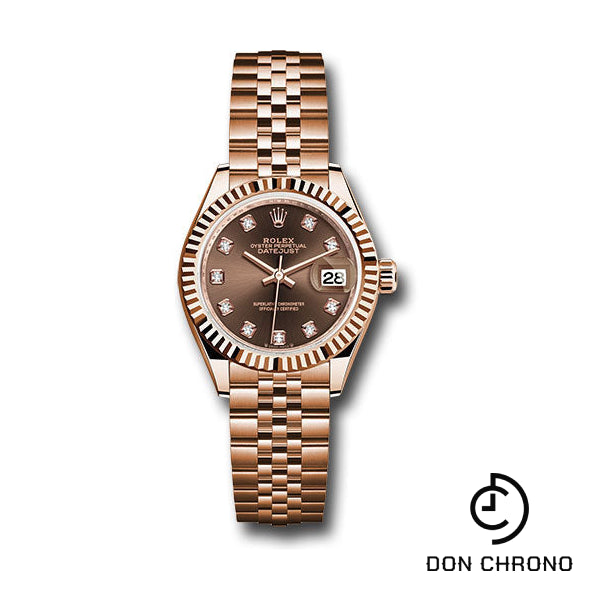 Rolex Everose Gold Lady-Datejust Watch - Fluted Bezel - Chocolate Diamond Dial - Jubilee Bracelet - 279175 chodj