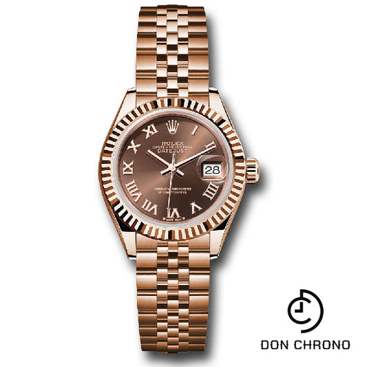 Rolex Everose Gold Lady-Datejust Watch - Fluted Bezel - Chocolate Roman Dial - Jubilee Bracelet - 279175 chorj