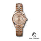 Rolex Everose Gold Lady-Datejust 28 Watch - Fluted Bezel - Pink Sundust Index Dial - Jubilee Bracelet - 279175 pij