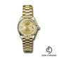 Rolex Yellow Gold Lady-Datejust 28 Watch - Fluted Bezel - Champagne Diamond Star Dial - President Bracelet - 279178 ch9dix8dp