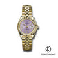 Rolex Yellow Gold Lady-Datejust 28 Watch - Fluted Bezel - Lilac Stripe Diamond Index Dial - Jubilee Bracelet - 279178 lils36dix8dj