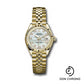 Rolex Yellow Gold Lady-Datejust 28 Watch - Fluted Bezel - Mother-of-Pearl Diamond Dial - Jubilee Bracelet - 279178 mdj