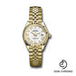 Rolex Yellow Gold Lady-Datejust 28 Watch - Fluted Bezel - White Roman Dial - Jubilee Bracelet - 279178 wrj