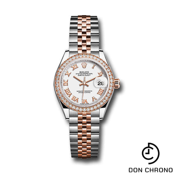 Rolex Steel and Everose Gold Rolesor Lady-Datejust 28 Watch - Diamond Bezel - White Roman Dial - Jubilee Bracelet - 279381RBR wrj