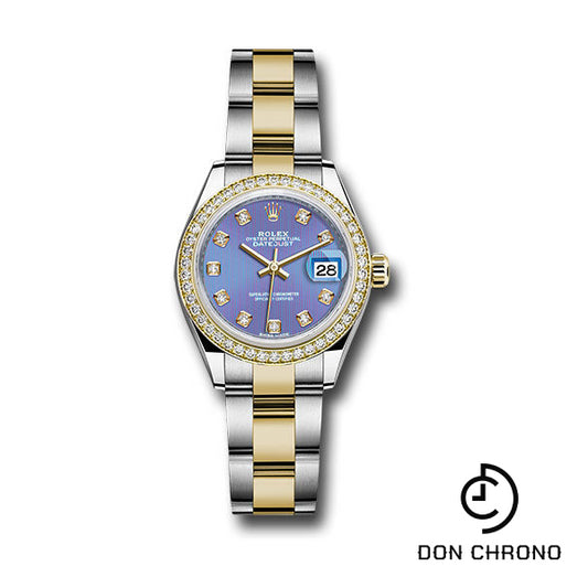 Rolex Steel and Yellow Gold Rolesor Lady-Datejust 28 Watch - Diamond Bezel - Lavender Diamond Dial - Oyster Bracelet - 279383RBR ldo