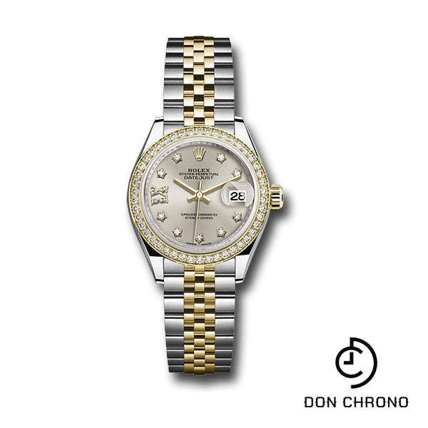 Rolex Steel and Yellow Gold Rolesor Lady-Datejust 28 Watch - Diamond Bezel - Silver Diamond Star Dial - Jubilee Bracelet - 279383RBR s9dix8dj