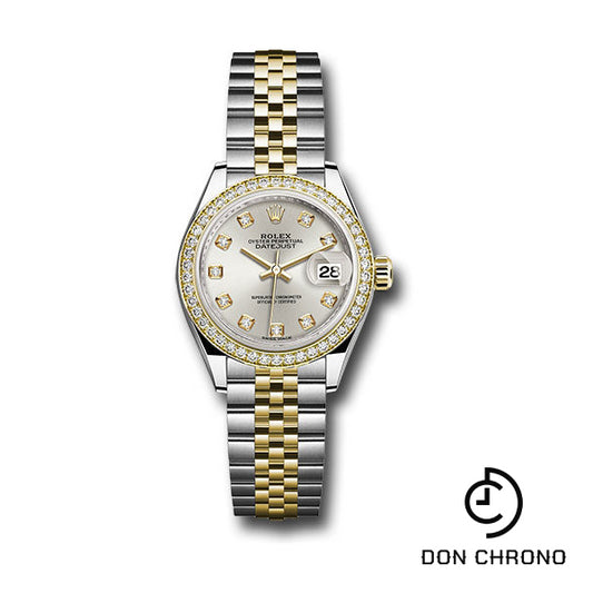 Rolex Steel and Yellow Gold Rolesor Lady-Datejust 28 Watch - Diamond Bezel - Silver Diamond Dial - Jubilee Bracelet - 279383RBR sdj