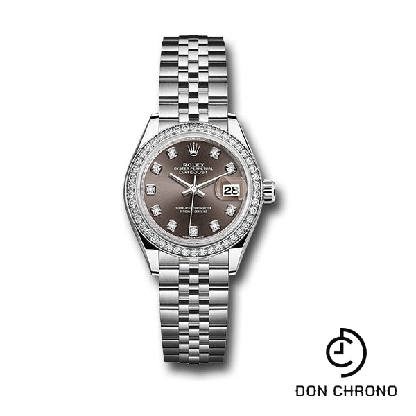 Rolex Steel and White Gold Rolesor Lady-Datejust 28 Watch - 44 Diamond Bezel - Dark Grey Diamond Dial - Jubilee Bracelet - 279384RBR dgdj