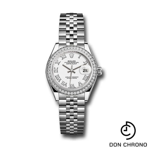 Rolex Steel and White Gold Rolesor Lady-Datejust 28 Watch - 44 Diamond Bezel - White Roman Dial - Jubilee Bracelet - 279384RBR wrj