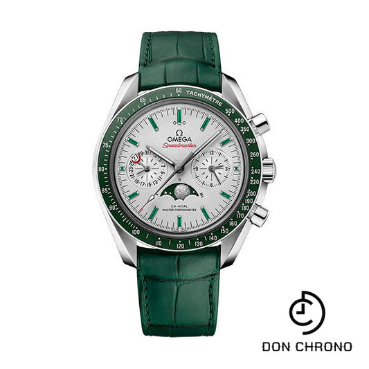 Omega Speedmaster Moonwatch Omega Co-Axial Master Chronometer Moonphase Chronograph - 44.25 mm Platinum Case - Platinum-Gold Dial - Green Leather Strap - 304.93.44.52.99.003