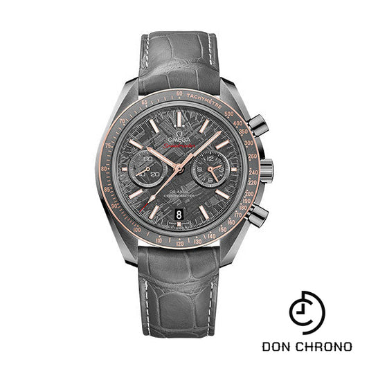 Omega Speedmaster Moonwatch Omega Co-Axial Chronograph Grey Side of the Moon Meteorite Watch - 44.25 mm Grey Ceramic Case - Senda Gold Bezel - Meteorite Dial - Grey Leather Strap - 311.63.44.51.99.002