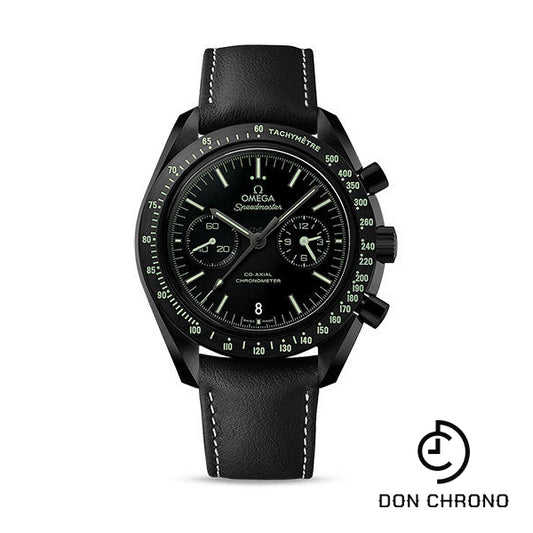 Omega Speedmaster Moonwatch Omega Co-Axial Chronograph Watch - 44.25 mm Black Ceramic Case - Black Dial - Black Leather Strap - 311.92.44.51.01.004