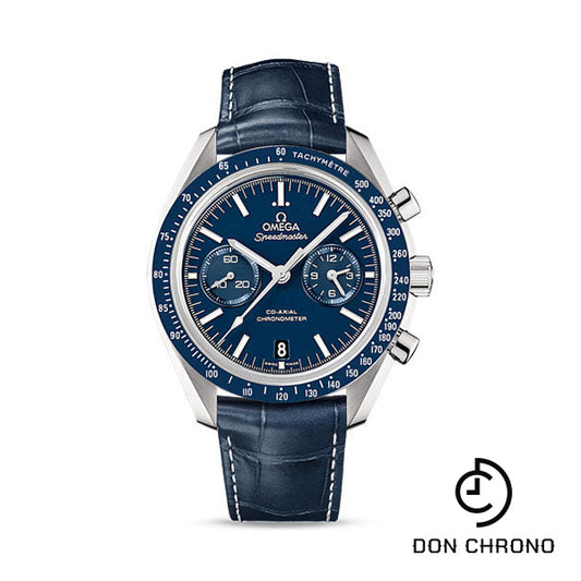 Omega Speedmaster Moonwatch Co-Axial Chronograph Watch - 44.25 mm Steel Case - Blue Tachymeter Bezel - Blue Dial - Blue Leather Strap - 311.93.44.51.03.001