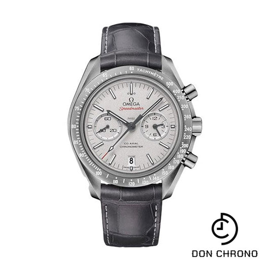 Omega Speedmaster Moonwatch Co-Axial Chronograph Grey Side of the Moon Watch - 44.25 mm Grey Ceramic Case - Platinum Dial - Leather Strap - 311.93.44.51.99.002
