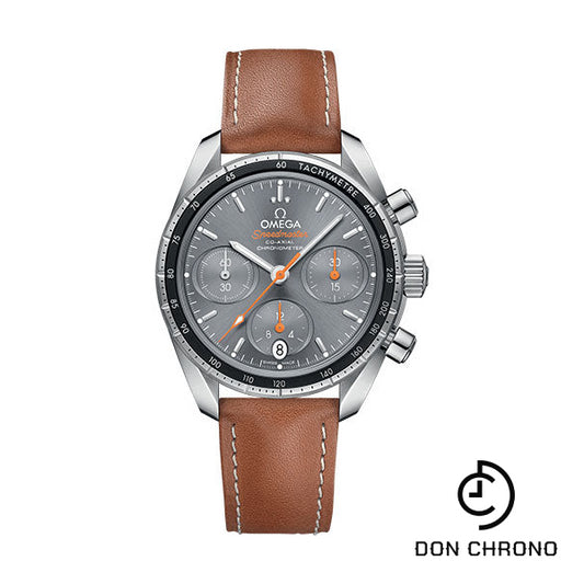 Omega Speedmaster 38 Co-Axial Chronograph Watch - 38 mm Steel Case - Grey Dial - Novo Nappa Leather Strap - 324.32.38.50.06.001