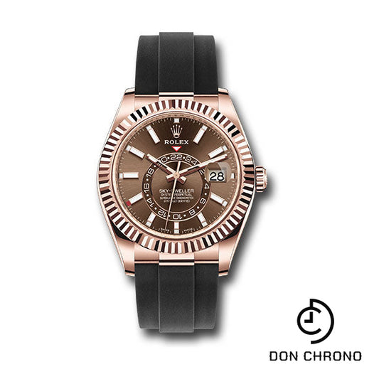 Rolex Everose Gold Sky-Dweller Watch - Chocolate Index Dial - Oysterflex Bracelet - 326235 choi