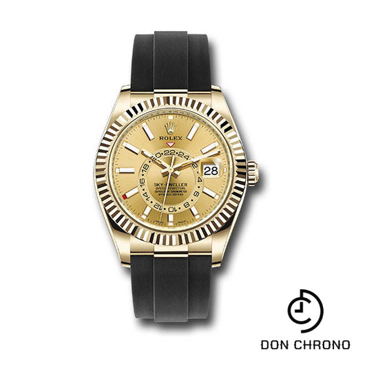 Rolex Yellow Gold Sky-Dweller Watch - Champagne Index Dial - Oysterflex Bracelet - 326238 chi