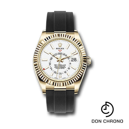 Rolex Yellow Gold Sky-Dweller Watch - White Index Dial - Oysterflex Bracelet - 326238 wi