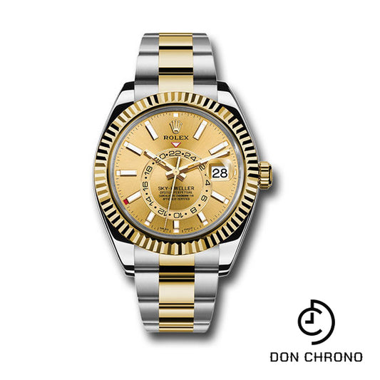 Rolex Yellow Rolesor Sky-Dweller Watch - Champagne Index Dial - Oyster Bracelet - 326933 chio