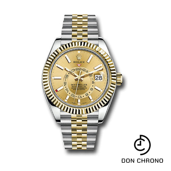 Rolex Yellow Rolesor Oyster Perpetual Sky-Dweller - Champagne Index Dial - Jubilee Bracelet - 326933 chij