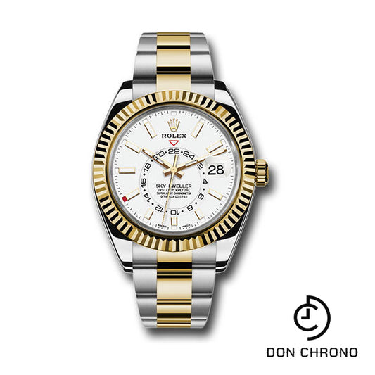 Rolex Yellow Rolesor Sky-Dweller Watch - White Index Dial - Oyster Bracelet - 326933 wio