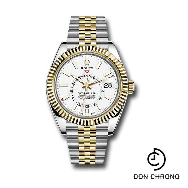 Rolex Yellow Rolesor Oyster Perpetual Sky-Dweller - White Index Dial - Jubilee Bracelet - 326933 wij