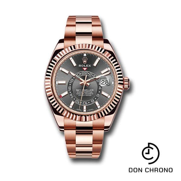 Rolex Everose Gold Sky-Dweller Watch - Dark Rhodium Index Dial - Oyster Bracelet - 326935 dkr