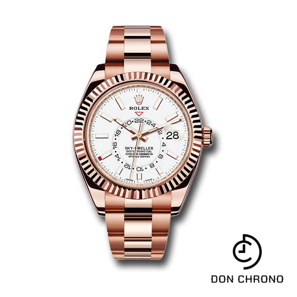 Rolex Everose Gold Sky-Dweller Watch - White Index Dial - Oyster Bracelet - 326935 w