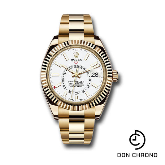 Rolex Yellow Gold Sky-Dweller Watch - White Index Dial - Oyster Bracelet - 326938 w