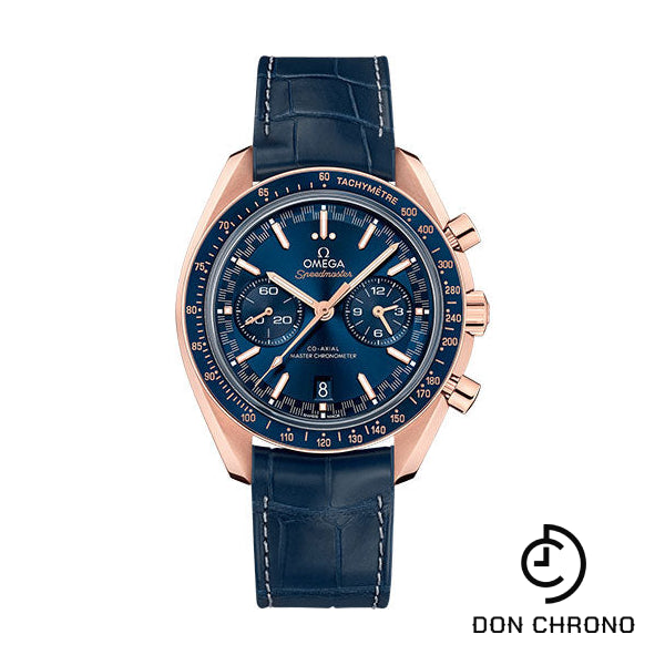 Omega Speedmaster Racing Co-Axial Master Chronograph Watch - 44.25 mm Sedna Gold Case - Sun Brushed Blue Dial - Blue Leather Strap - 329.53.44.51.03.001