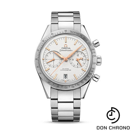 Omega Speedmaster '57 Omega Co-Axial Chronograph Watch - 41.5 mm Steel Case - Brushed Bezel - Silver Dial - 331.10.42.51.02.002