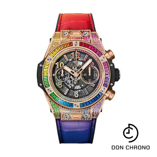 Hublot Big Bang Unico Rainbow King Gold Watch - 45 mm - Black Skeleton Dial-411.OX.9910.LR.0999