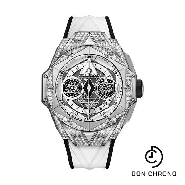 Hublot Big Bang Sang Bleu II Titanium White Pave Watch - 45 mm - White Skeleton Dial - White and Black Rubber Strap-418.NX.2001.RX.1604.MXM20